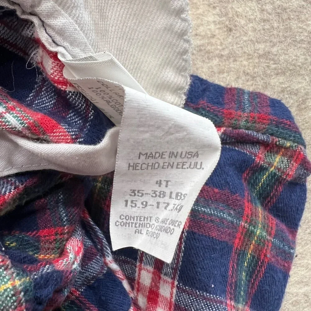 Carter's Plaid Dress Peter Pan Collar Long Sleeve 4T Peasant Classic Cottage - Picture 7 of 9